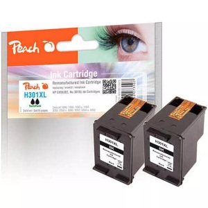 Peach, Peach Doppelpack Druckköpfe schwarz kompatibel zu HP No. 301XL, CH563EE, Peach HP 301 XLbk 2 Druckköpfe XL 2*bk ersetzt HP No. 301XL bk*2, D8J45AE für z.B. HP DeskJet 2540, HP Envy 4500 e-All-in-One, HP DeskJet 1000