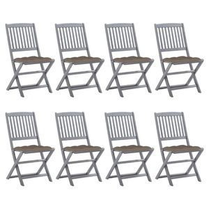 vidaXL, vidaXL Klappbare Gartenstühle 8 Stk. mit Kissen Massivholz Akazie, vidaXL Klappbare Gartenstühle 8 Stk. mit Kissen Massivholz Akazie