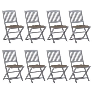 vidaXL, vidaXL Klappbare Gartenstühle 8 Stk. mit Kissen Massivholz Akazie, vidaXL Klappbare Gartenstühle 8 Stk. mit Kissen Massivholz Akazie