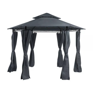 Beliani, Beliani Pavillon Stahl graphitgrau ? 350 cm Portel, Beliani - Pavillon aus Stahl Mediterran PORTEL, One Size, Gewittergrau