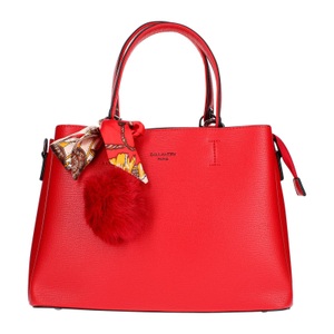 Gallantry, Pompon Handtasche Damen Rot ONE SIZE, Gallantry - Pompon Handtasche, für Damen, Rot, One Size