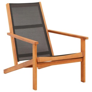 Diverse Hardware, Garten-Loungestuhl Schwarz Eukalyptus Massivholz und Textilene