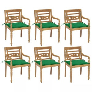 vidaXL, vidaXL Batavia-Stühle mit Kissen 6 Stk. Massivholz Teak