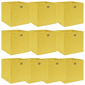 vidaXL, vidaXL Aufbewahrungsboxen 10 Stk. Gelb 32×32×32 cm Stoff, vidaXL Aufbewahrungsboxen 10 Stk. Gelb 32x32x32 cm Stoff