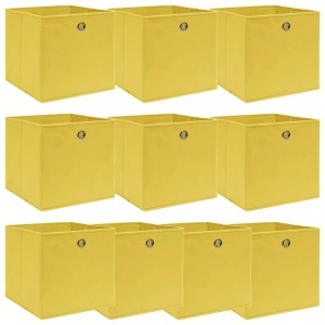 vidaXL, vidaXL Aufbewahrungsboxen 10 Stk. Gelb 32×32×32 cm Stoff, vidaXL Aufbewahrungsboxen 10 Stk. Gelb 32x32x32 cm Stoff