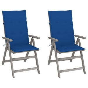 vidaXL, vidaXL Verstellbare Gartenstühle 2 Stk. mit Auflagen Massivholz Akazie