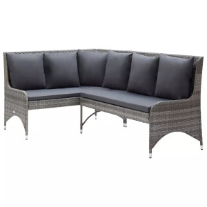 vidaXL, vidaXL Garten-Ecksofa 2-tlg. Poly Rattan Grau