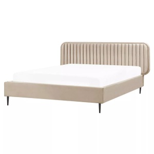 Beliani, Beliani - Bett mit Lattenrost aus Samtstoff Modern BRIN, 160X200CM, Taupe