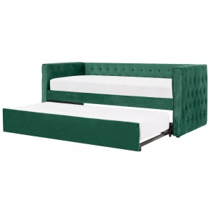 Beliani, Bett mit Lattenrost aus Samtstoff Glamourös GASSIN Bett mit Lattenrost aus Samtstoff Glamourös GASSIN, Beliani - Bett mit Lattenrost aus Samtstoff Modern GASSIN, 90x200 cm, Ozeangrün