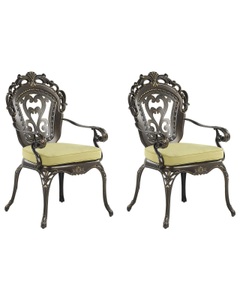Beliani, Beliani SAPRI, Gartenstuhl, Beliani - Set mit 2 Stühlen und Sitzkissen aus Aluminium Retro SAPRI, One Size, Erdbraun