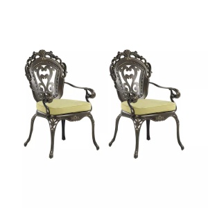 Beliani, Beliani SAPRI, Gartenstuhl, Beliani - Set mit 2 Stühlen und Sitzkissen aus Aluminium Retro SAPRI, One Size, Erdbraun