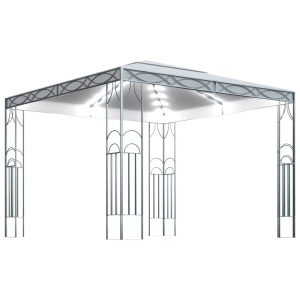vidaXL, vidaXL Pavillon mit LED-Lichterkette 300x300 cm Cremeweiß, vidaXL Pavillon mit LED-Lichterkette 300x300 cm Cremeweiß