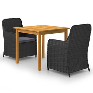 vidaXL, vidaXL 3-tlg. Garten-Essgruppe Schwarz, VidaXL - Garten-essgruppe akazienholz, One Size, Schwarz