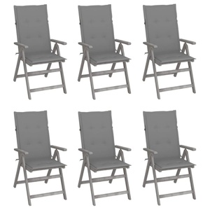 vidaXL, vidaXL Verstellbare Gartenstühle 6 Stk. mit Auflagen Massivholz Akazie, 