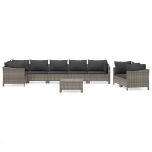 vidaXL, vidaXL 9-tlg. Garten-Lounge-Set mit Kissen Grau Poly Rattan