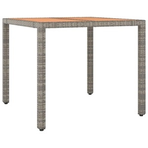 vidaXL, vidaXL Gartentisch mit Holzplatte Grau Poly Rattan & Massivholz Akazie, vidaXL Gartentisch mit Holzplatte Grau Poly Rattan & Massivholz Akazie