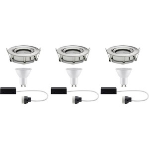 Paulmann, Paulmann Nova Bad-Einbauleuchte 3er Set LED EEK: A+ (A++ - E) GU10 21 W IP65 Eisen (gebürstet), Paulmann Bad-Einbauleuchte 3er Set 21 W Eisen (gebürstet)