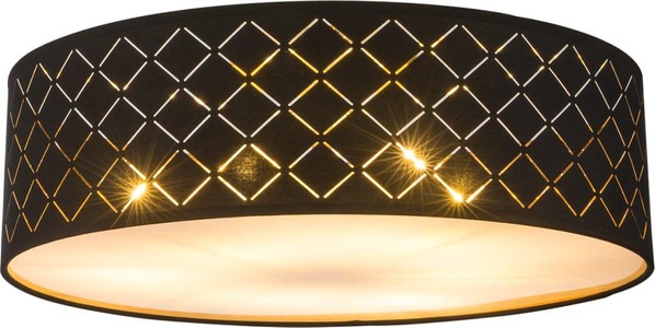 mutoni light, Deckenleuchte Clarke, Globo DECKENLEUCHTE 60/22 cm , 15229D6 , Schwarz, Goldfarben , Metall, Kunststoff , 22 cm , matt , 004558059602