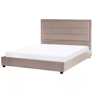 Beliani, Beliani - Bett mit Lattenrost aus Samtstoff Modern ROUEN, 160X200CM, Taupe