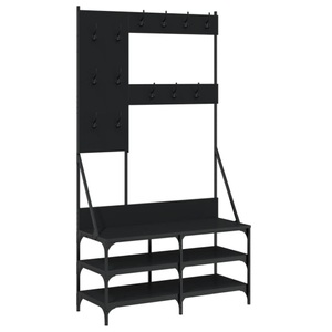 vidaXL, vidaXL Kleiderständer mit Schuhablage Schwarz 100x40x184 cm, vidaXL Kleiderständer mit Schuhablage Schwarz 100x40x184 cm