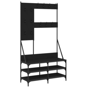 vidaXL, vidaXL Kleiderständer mit Schuhablage Schwarz 100x40x184 cm, vidaXL Kleiderständer mit Schuhablage Schwarz 100x40x184 cm