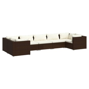 vidaXL, vidaXL 7-tlg. Garten-Lounge-Set mit Kissen Poly Rattan Braun