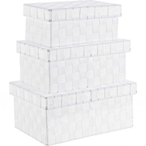 mutoni lifestyle, Geflechte Schachtel weisses Nylon (3er-Set), Geflechte Schachtel weisses Nylon (3er-Set)