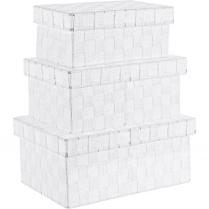 mutoni lifestyle, Geflechte Schachtel weisses Nylon (3er-Set), Geflechte Schachtel weisses Nylon (3er-Set)