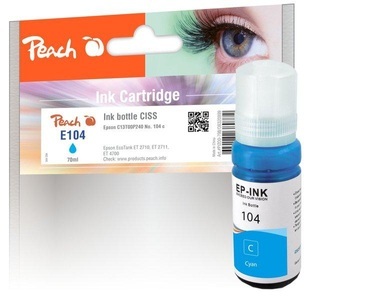 Peach, Peach Tintenbehälter cyan kompatibel zu Epson C13T00P240, 104 c, Peach Tinte Epson 104 (C13T00P240) Cyan