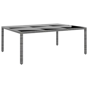 vidaXL, vidaXL Gartentisch 200x150x75 cm Hartglas und Poly Rattan Grau