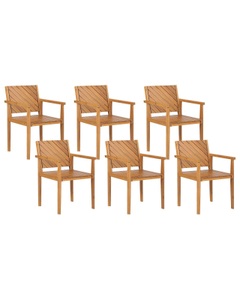 Beliani, Set mit 6 Stühlen aus Akazienholz Klassisch BARATTI Set mit 6 Stühlen aus Akazienholz Klassisch BARATTI, Beliani - Gartenstuhl 6er Set aus Akazienholz Klassisch BARATTI, One Size, Light Beige