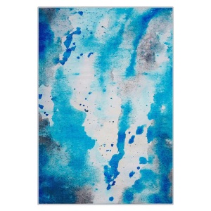 Beliani, Beliani Teppich blau-grau Flecken-Motiv 140 x 200 cm BOZAT, Beliani - Teppich aus Polyester Modern BOZAT, 200 cm, Hellblau