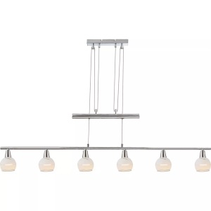 mutoni light, Hängeleuchte Olli Metall Nickel matt 6xE14 LED, Globo LED-HÄNGELEUCHTE 90/9,8/160 cm , 54341-6Zn , Metall, Glas , 45 mm , 9.8x160 cm , matt,klar, satiniert , höhenverstellbar , 004558396502