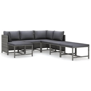 vidaXL, vidaXL 7-tlg. Garten-Lounge-Set mit Kissen Poly Rattan Grau, vidaXL 7-tlg. Garten-Lounge-Set mit Kissen Poly Rattan Grau