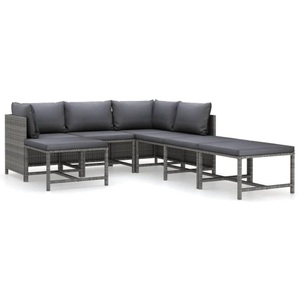 vidaXL, vidaXL 7-tlg. Garten-Lounge-Set mit Kissen Poly Rattan Grau
