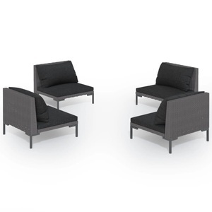 vidaXL, vidaXL 4-tlg. Garten-Lounge-Set mit Kissen Poly Rattan Dunkelgrau
