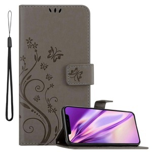 Cadorabo, Hülle für Apple iPhone 11 PRO MAX Blumen Design Magnetverschluss, Cadorabo - Hülle für Apple iPhone 11 PRO MAX Blumen Design Magnetverschluss, Grau