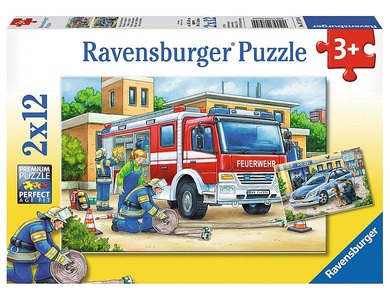 Ravensburger, RAVENSBURGER Puzzle 2x12 Teile Polizei und Feuerwehr, Puzzle Ravensburger Polizei und Feuerwehr 2 X 12 Teile