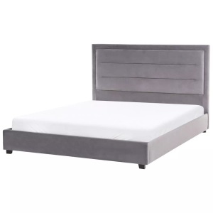 Beliani, Beliani - Bett mit Lattenrost aus Samtstoff Modern ROUEN, 160X200CM, Spacegrau