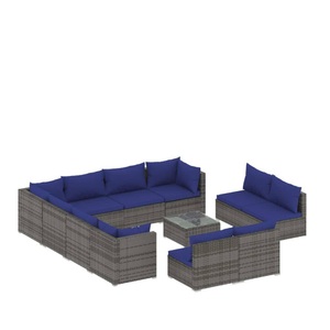 vidaXL, vidaXL 12-tlg. Garten-Lounge-Set mit Kissen Grau Poly Rattan, 