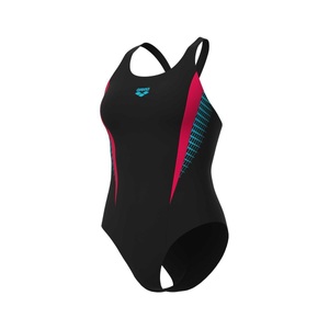 ARENA, Arena Badeanzug, mit kontrastfarbenen Einsätzen, Arena Damen Badeanzüge Arena Damen Badeanzüge W Threefold V Back One Piece R, Schwarz, ideal für Wassersport, Schwarz