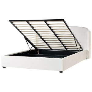 Beliani, Beliani - Bett mit Stauraum aus Stoff Modern BERNAY, 180x200 cm, Schneeweiss