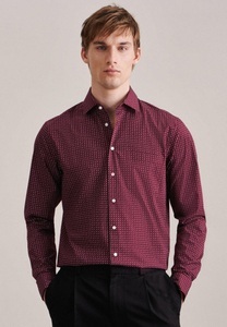 Seidensticker, Business Hemd Shaped Fit Extra Langer Arm Druck Unisex Rot Bunt 44, 