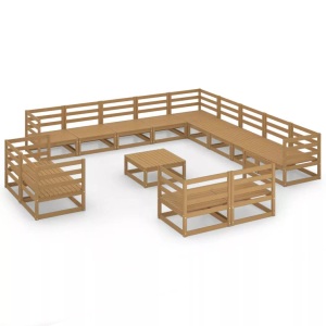 vidaXL, vidaXL 14-tlg. Garten-Lounge-Set Massivholz Kiefer, vidaXL 14-tlg. Garten-Lounge-Set Massivholz Kiefer