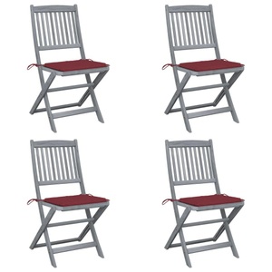 vidaXL, vidaXL Klappbare Gartenstühle 4 Stk. mit Kissen Massivholz Akazie, vidaXL Klappbare Gartenstühle 4 Stk. mit Kissen Massivholz Akazie