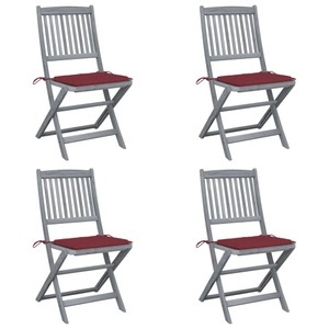 vidaXL, vidaXL Klappbare Gartenstühle 4 Stk. mit Kissen Massivholz Akazie