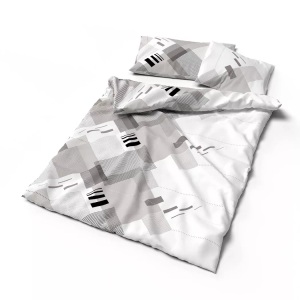 undefined, Bettwäsche mit modernem Balkenmuster in schwarz-weiss-anthrazit, Lotus Bettwaren - Bettwäsche Satin Samir, 160X240CM, Grau