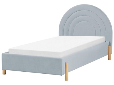Beliani, Bett mit Lattenrost aus Samtstoff Retro ANET Bett mit Lattenrost aus Samtstoff Retro ANET, Beliani - Bett mit Lattenrost aus Samtstoff Retro ANET, 90x200 cm, Hellblau