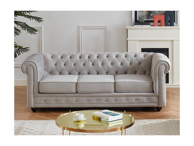 Vente-unique, Sofa 3Sitzer Samt CHESTERFIELD Sofa 3Sitzer Samt CHESTERFIELD, Vente-unique - Sofa 3Sitzer Samt CHESTERFIELD, One Size, Grau