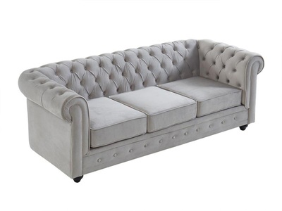 Vente-unique, Sofa 3Sitzer Samt CHESTERFIELD Sofa 3Sitzer Samt CHESTERFIELD, Vente-unique - Sofa 3Sitzer Samt CHESTERFIELD, One Size, Grau